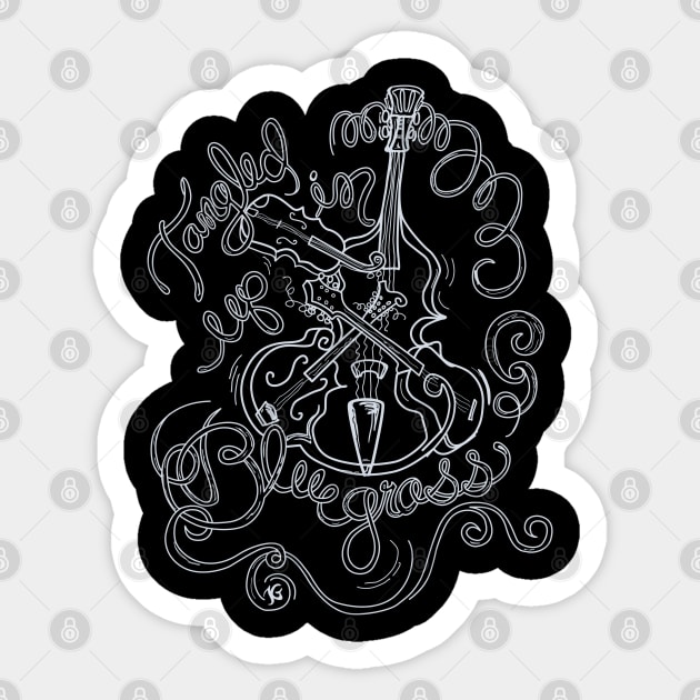 Tangled Up In Bluegrass (white outline) Sticker by katgaddis